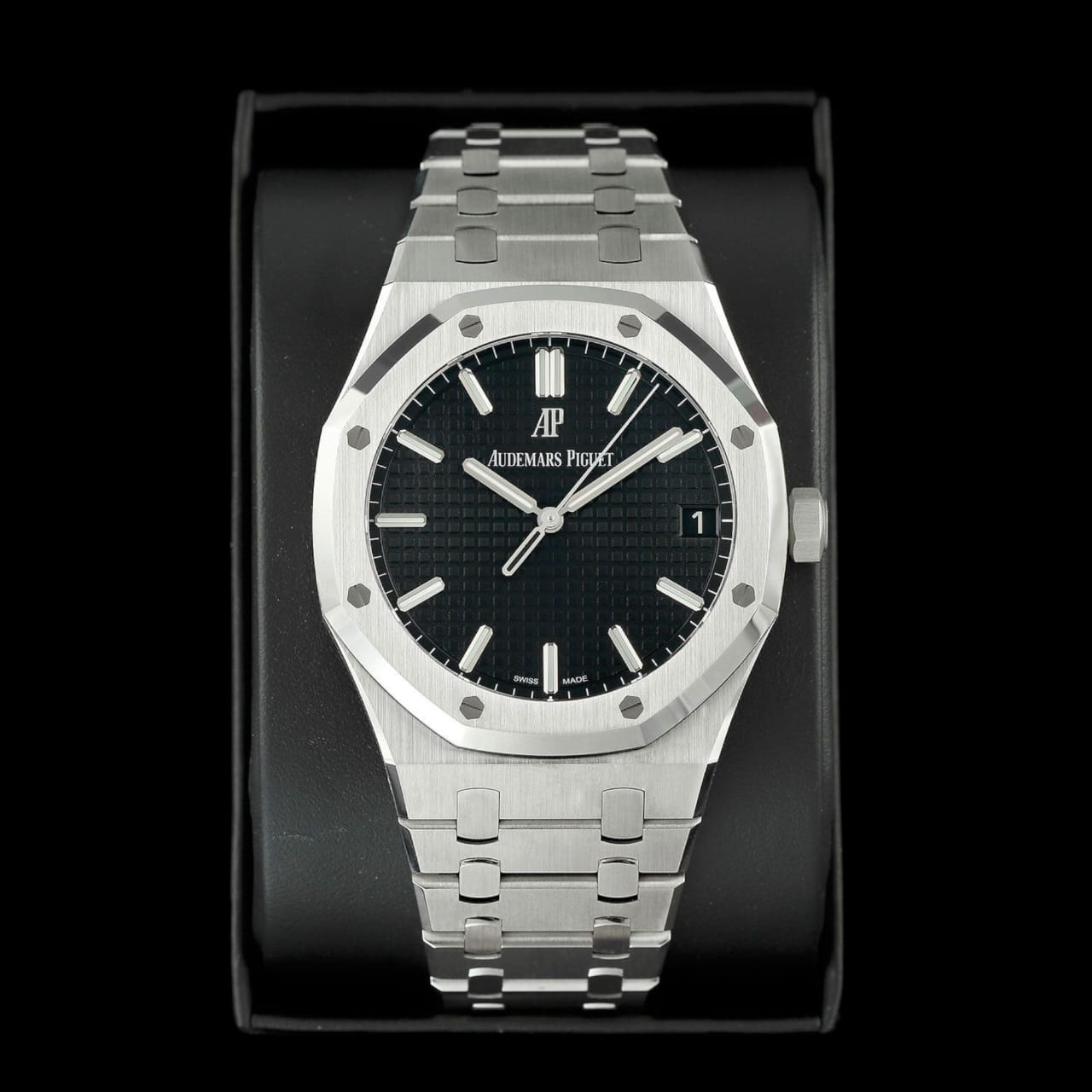 Audemars Inspired Royal Oak Replica – Classic Black Dial Luxury Timepiece