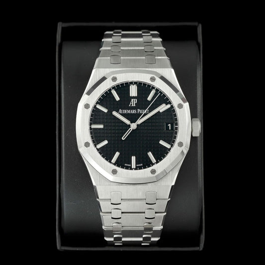 Audemars Inspired Royal Oak Replica – Classic Black Dial Luxury Timepiece