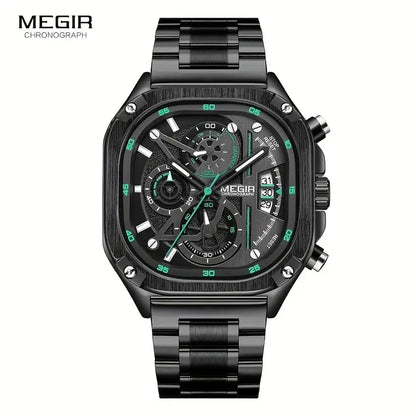 MEGIR Black Quartz Square Watch