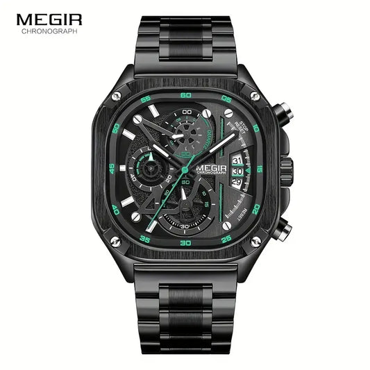 MEGIR Black Quartz Square Watch