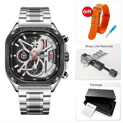 MEGIR Black Quartz Square Watch