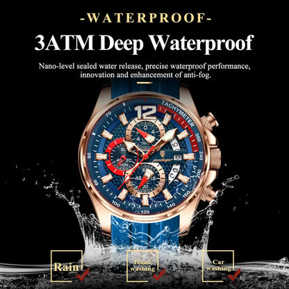 POEDAGAGR Sports Chronograph Watch
